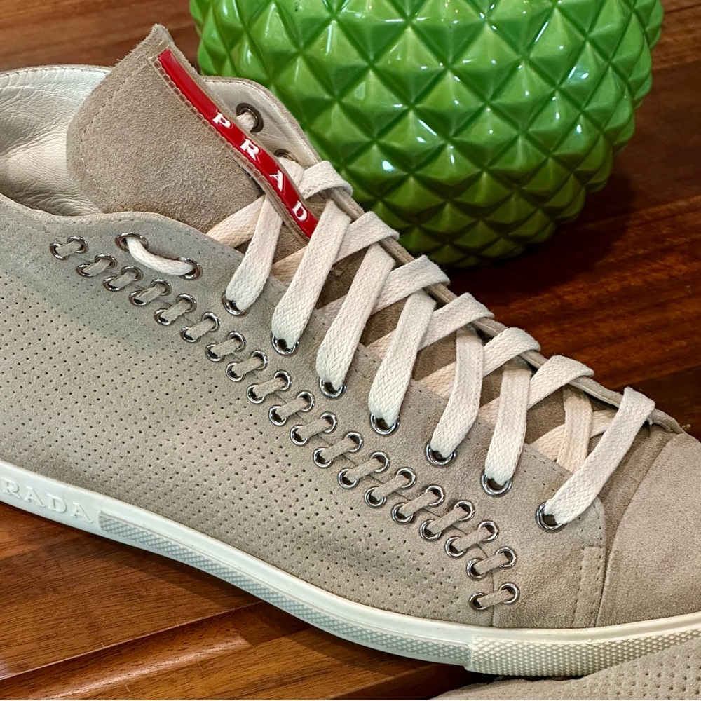 Prada Hi-Top Suede Whip Stitch Sneakers US 9 / 8.5 - Picture 2 of 8